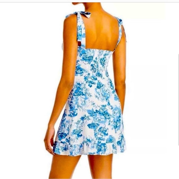 🩵HOST PICK🩵- Aqua- Blue Floral Ruffle Mini Dress. - Picture 2 of 6